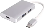 PremiumCord USB-C hub strieborná / USB hub / 2x USB 3.0 / PD nabíjanie / 5 Gbps (KU31HUB05)