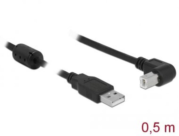 Delock Kábel USB 2.0 Typ-A (M) - USB 2.0 Typ-B (M) pravouhlý 0.5m čierna (84809)