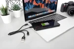Digitus 3in1 čierna / Nabíjací kábel / USB-A / Lightning / Micro-USB / USB-C / 0,15 m (DB-300160-002-S)