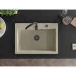MEXEN/S MEXEN/S - Elix granitový drez 1-miska 700 x 500 mm, béžový, sifón čierna 6526701005-69-B