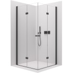 CERANO - Sprchovací kút Volpe Duo Ľ/P - 6 mm - čierna matná, transparentné sklo - 70x120x190 - zalamovacia CER-521059
