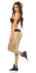 Sexy KouCla Leather look pants with fabric collar BEIGE