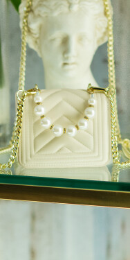 Trendy Ultra Mini Handbag with pearl handle Einheitsgroesse