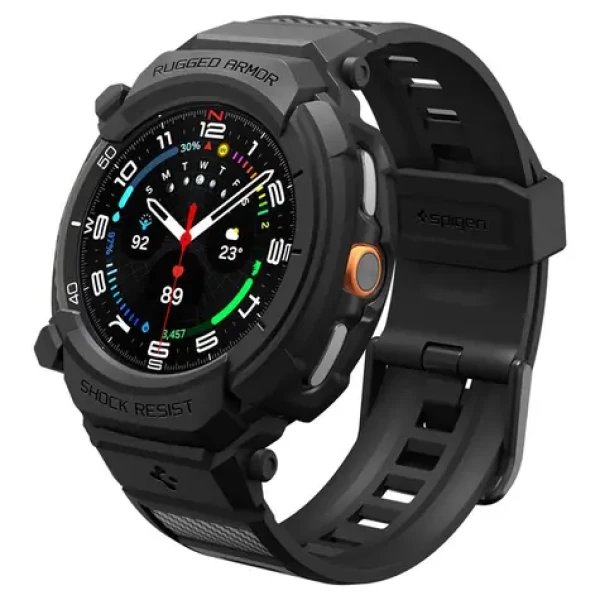 Spigen Rugged Armor Pre ochranný kryt pre Samsung Galaxy Watch 8 (46mm) čierna (ACS10013)