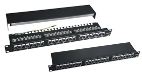 Xtendlan patch panel tienený Cat5e dual / Patch panel / 19" / 24 portov / vyväzovák / pozlátené kontakty (XL-PP19-24C5ESD-A)