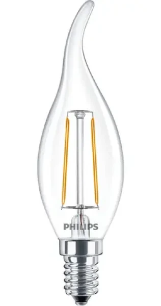 LED žiarovka Classic BA35 E14 2W číra / Sviečkový tvar / Teplá biela 2700K / Náhrada 25W / 250lm / Nestmievateľná (SKL000213716)