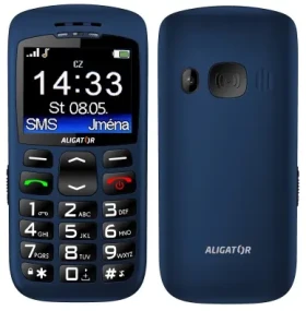 Aligator A670 Senior modrá / CZ distribúcia / SOS tlačidlo / stolná nabíjačka (A670BE)