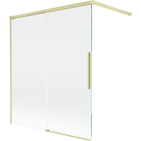 MEXEN/S - Rox vaňová zástena 2-krídlová posuvná 140 x 150, transparent, zlatá kartáčovaná 8C9-140-003-55-00