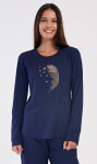 Dámske dlhé pyžamo Feathers tmavě modrá 2XL