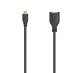 HAMA Flexi-Slim čierna / Redukcia Micro-USB OTG / 15 cm / USB 2.0