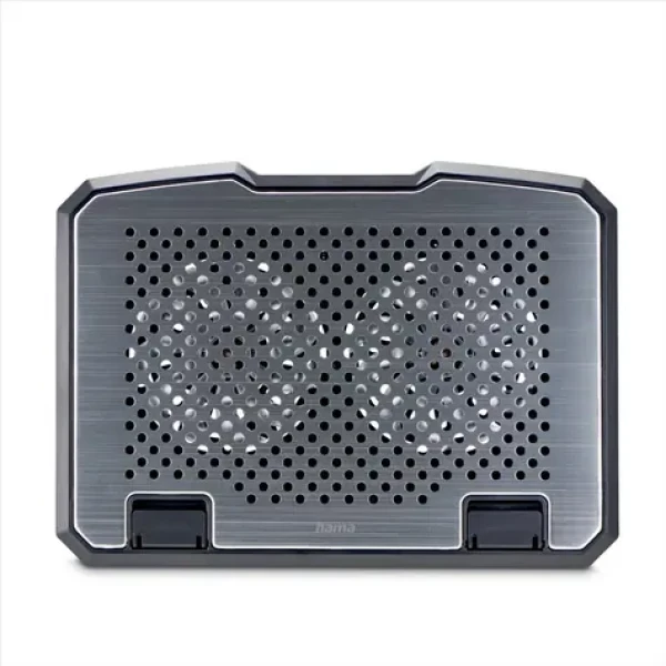 HAMA chladiaci stojan pre notebook Aluminium strieborná / naklápacia / 2 ventilátory / modré podsvietenie / tichý chod (126807)