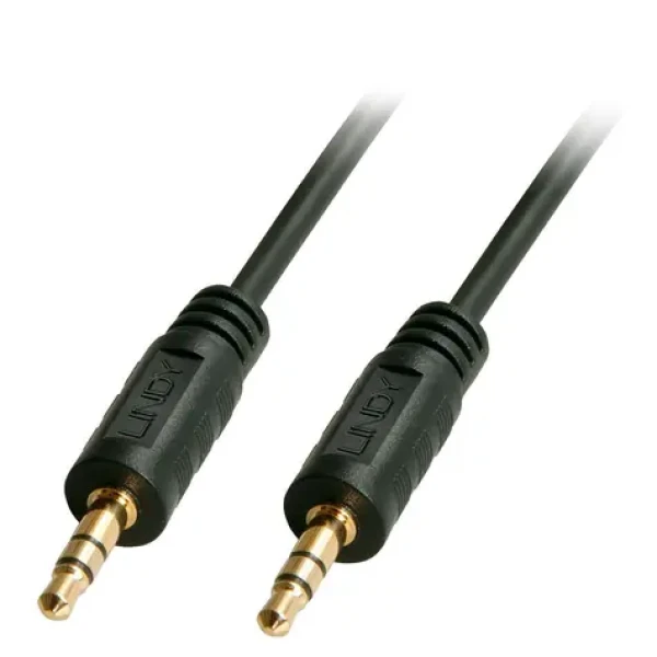 Lindy čierna / Audio kábel / Jack 3,5 mm - Jack 3,5 mm / Stereo / pozlátené konektory / 1 m (35641)