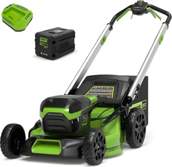 Greenworks GD60LM51SPK4 čierna / Aku kosačka na trávu s pojazdom / 60V / záber 51 cm / kôš 55 l / 4Ah + nabíjačka (GR2514307UB)