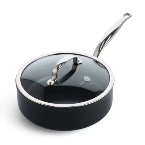 GreenPan Nepriľnavá keramická soté panvica so sklenenou pokrievkou Barcelona Pro 24 cm čierna (CC005327-001)