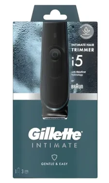 Braun Gillette INTIMATE i5 čierno-modrá / Zastrihávač intímnych partií / SkinFirst / 100 min prevádzka (8700216015813)
