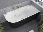 MEXEN/S - Mia voľne stojaca rohová vaňa prawa 170 x 80, biela/čierna, sifón a prepad zlatá 52691708075P-50