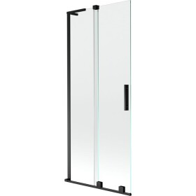 MEXEN/S - Velar L dvojkrídlová posuvná vaňová zástena 80 x 150, transparent, čierna 896-080-003-01-70