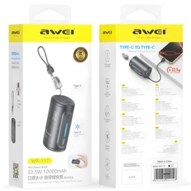 Awei WP-117 čierna / Powerbanka / 10000mAh / 22,5 W / 2x USB-C (WP-117)