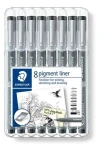 Staedtler Popisovač Pigment Liner 308 ARTIST SERIES čierna / Sada 8 ks / hroty 0,05-1,2 mm (308 SB8)