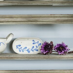 Strömshaga Kameninový podnos Viola Leaf Blue 12 cm