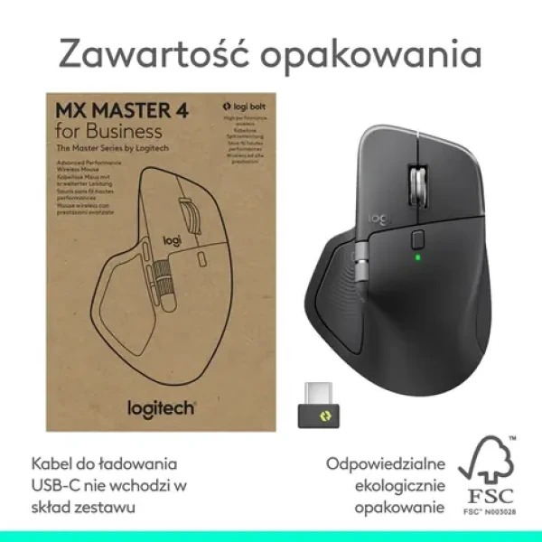 Logitech MX Master 4 for Business grafitová / Optická bezdrôtová myš / 8000 DPI / 8 tlačidiel / 2 kolieska (910-007617)