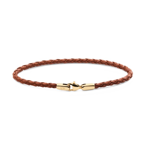 Daniel Wellington Hnedý pletený kožený náramok St Mawes Daniel DW0040174 17,5 cm