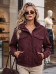 Dámska semišová bunda typu bomber v bordovej farbe od FashionStreet TY5915 S