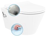 SAPHO - AVVA CLEANWASH závesná WC misa, integrovaná batéria a bidetová sprška, Rimless, 35,5x53cm, biela 100315