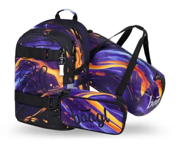 BAAGL SET 3 Skate Vibe: batoh, peračník, športová taška GRS (A-36165)