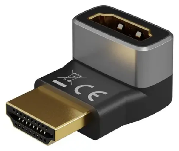 Goobay 72009 čierna/strieborná / Redukcia HDMI / uhlová 90° / 8K 60 Hz / pozlátené konektory (72009)