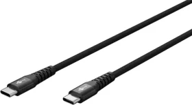 Goobay čierna / Kábel USB-C - USB-C / Textilné opláštenie / Kovové konektory / 2 m (73954)