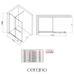 CERANO - Sprchová zástena Walk-in Medin L/P - 8 mm - čierna matná, transparentné sklo - 130x195 - dvojdielna posuvná CER-478012