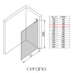CERANO - Sprchová zástena Walk-in Onyx L-pravá vzpera - 8 mm - čierna matná, grafitové sklo - 60x200 CER-8050BD944