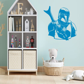 Veselá Stena Samolepka Mandalorian Star Wars Farba: modrá, Veľkosť: 100 x 96 cm