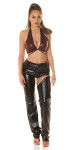 Sexy Koucla Neckholder Wetlook Crop Top BORDEAUX Einheitsgroesse