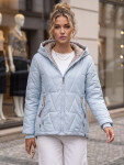 Dámska prešívaná prechodová bunda s kapucňou, svetlo modrá, FashionStreet TY5784 S
