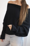 Asymetrický netopierí sveter z viskózy čierny - FPrice S/M
