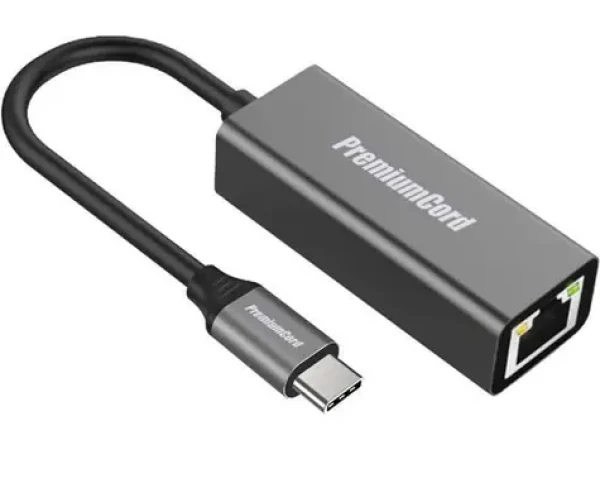 PremiumCord Prevodník USB-C na RJ45 / Adaptér / Gigabit Ethernet / USB 3.1 / 20 cm (ku31ether02)