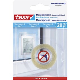 Tesa GLASS 77740-00000-00 montážna páska tesa® POWERBOND priehľadná (d x š) 1.5 m x 19 mm 1 ks; 77740-00000-00