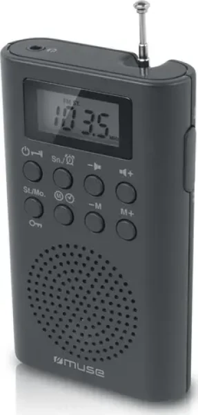 Muse M-03 R čierna / Vreckové rádio / FM / budík / LCD / 3.5mm (M-03R)