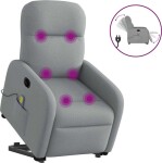 VidaXL vidaXL Podnoszony fotel masujący, elektryczny, rozkładany, jasnoSivý