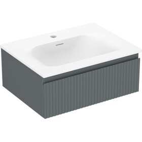 MEXEN/S - Rivel kúpeľňová skrinka 60 cm s umývadlom Vela, 1 šuplík, reliéf, grafit mat/biela mat 91A20-06023-1-BF66-W23M01