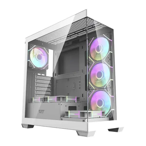 DarkFlash DS900 biela / ATX / 7x 120 mm / 1x USB-A / 1x USB-C / priehľadná bočnica / bez zdroja (DS900 White + fans)