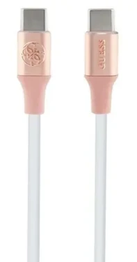 Guess Embossed Logo USB-C - USB-C ružová / Kábel / 1,5 m / Rýchlonabíjací (GUCCLALRGDP)