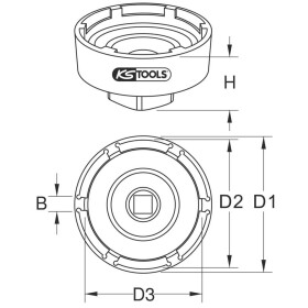 KS Tools 460.3740 3/4" drážkový kľúč na matice so 4 kolíkmi pre DAF, vnútorný kolík Ø 66,8 mm; 460.3740