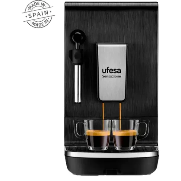 Ufesa Sensazione nerez / Automatický kávovar / 1550W / 20 bar / 1.4l (8422160056468)