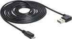 DeLock USB 2.0 A - Micro-B čierna / USB kábel / USB-A (M) - Micro-USB B (M) / pravouhlý konektor 90 ° / 5 m (83385)