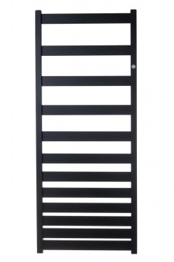 Instalprojekt - Kúpeľňový radiátor BELTI čierna farba - Farba radiátora - Čierna, Rozmer radiátora - 500 × 1203 mm, výkon 473 W, Typ pripojenia - Stredové 50 mm RADBEL501231SP