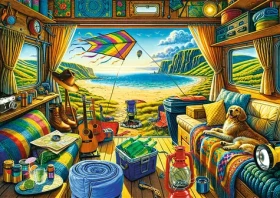 Trefl - Puzzle - Premium PLUS Tea Time: Cestovanie karavanom