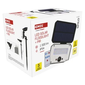 GP MET SPILO čierna / LED solárny reflektor / 1500 lm / PIR senzor / IP54 / 3000K (1552131000)